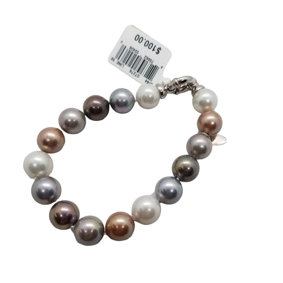 JOIA DE MAJORICA NWT 10MM ROUND MULTICOLOR FAUX PEARL BRACELET - Picture 3 of 5